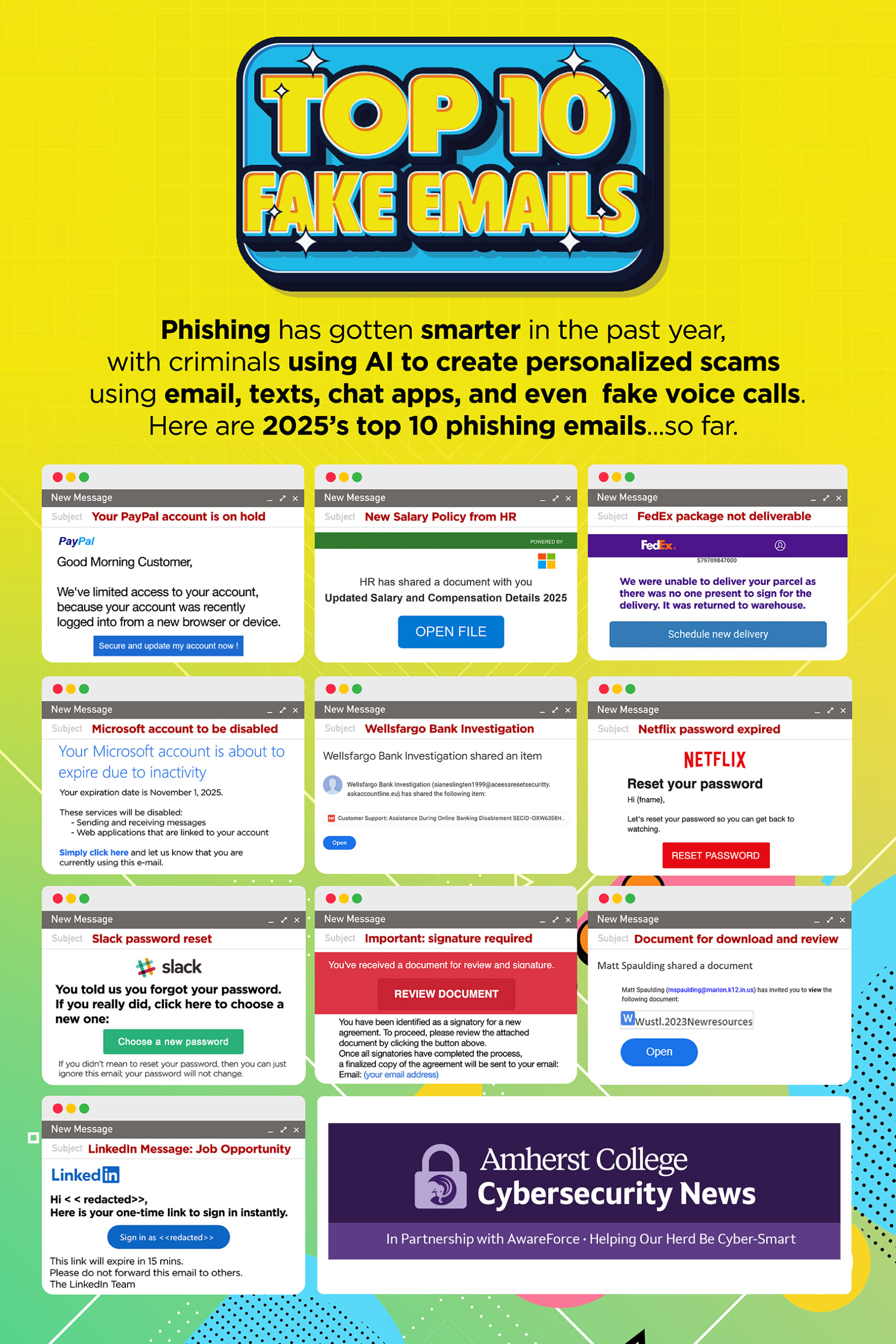 Amherst top 10 fake emails flat opt