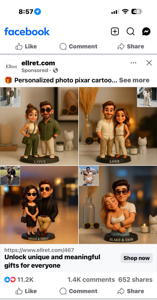 Fake social media 1 Facebook ad