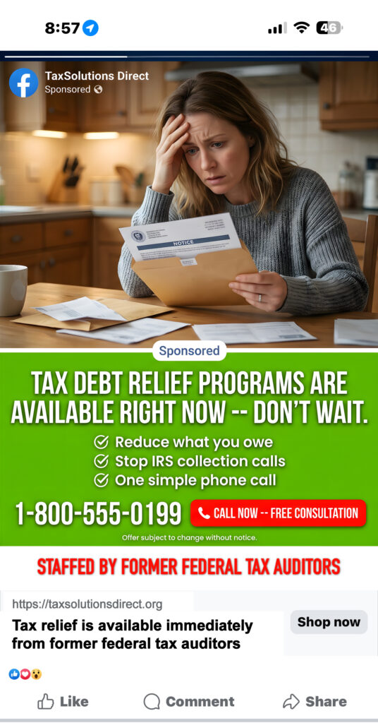 Fake social media 3 Tax help