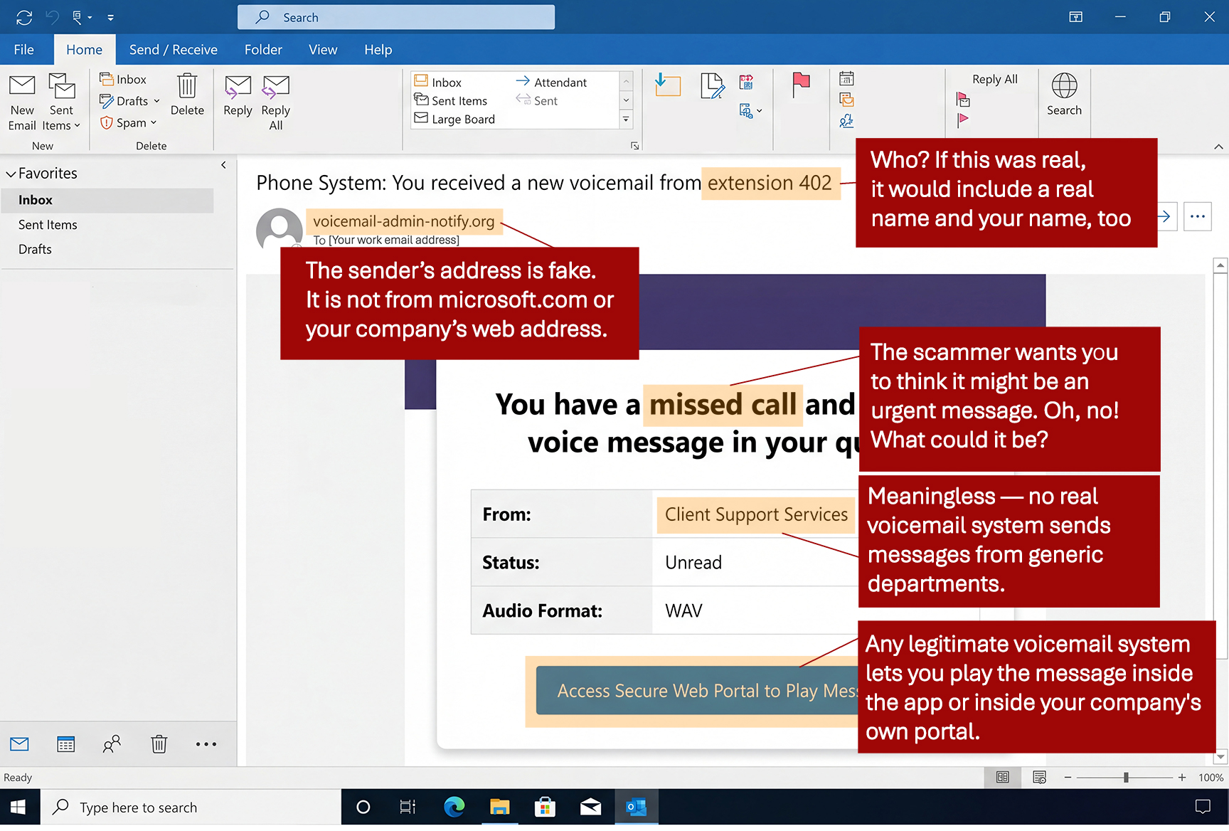 Email Phishing Example Microso right
